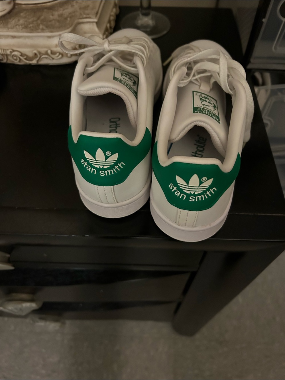 adidas White Leather Sneakers, Stan Smith Green Tongue Logo - Picture 6 of 9